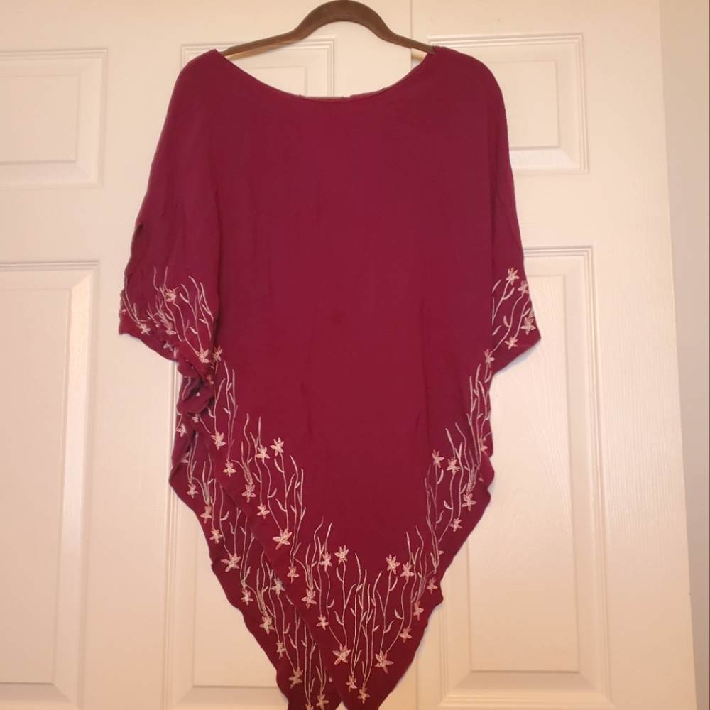FIFTH AVENUE Small Women's Pink Sarong Cover Up Layer Hippie Festival Top Floral